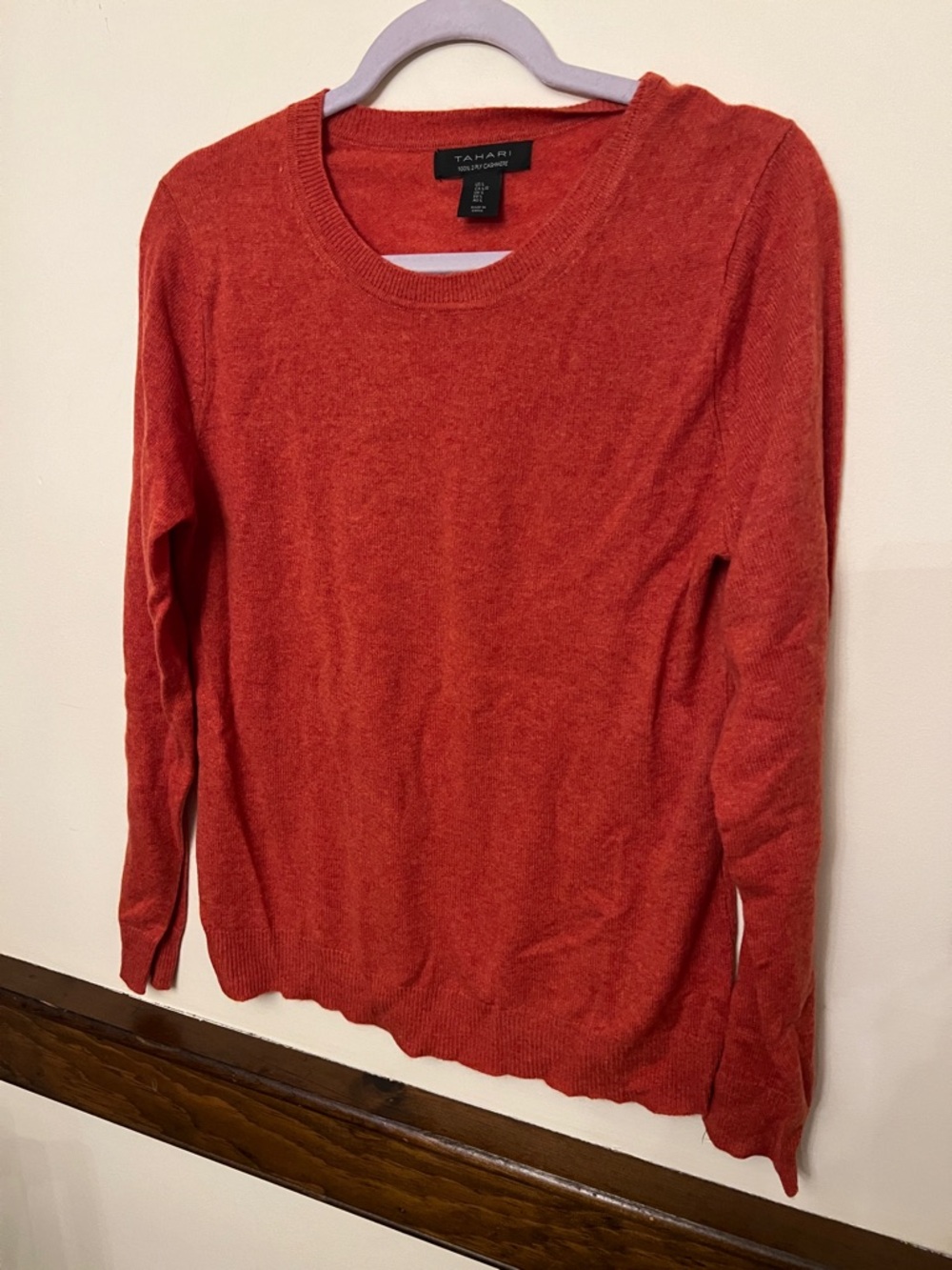 Tahari Orange-Red Crewneck Sweater